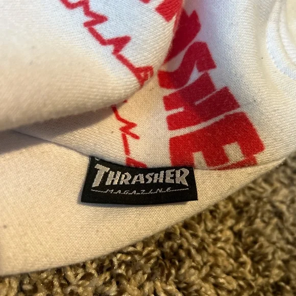 White Thrasher Hoodie With Red Text - Picture 5 of 5